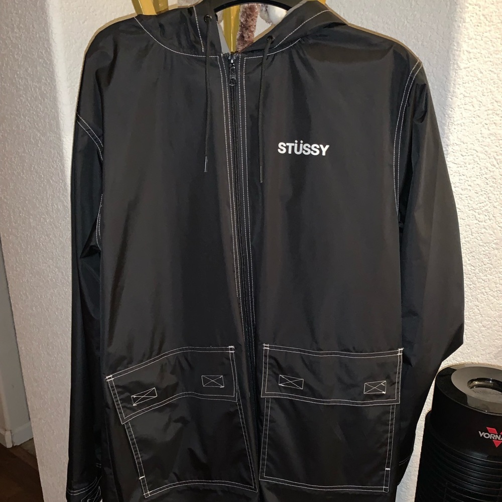 Study Contrast Stitch Parka Jacket - Black MED